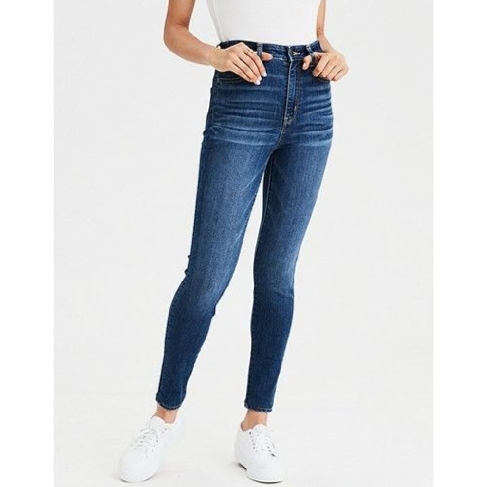 AMERICAN EAGLE Women's Size 4 X-Short Dark Wash Skinny Jeans Hi-Rise Jegging